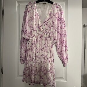 a new day Purple and White Floral Long Sleeve Dress